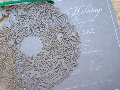 Dribbble – Laser cut ornament with corresponding holiday card by Thea