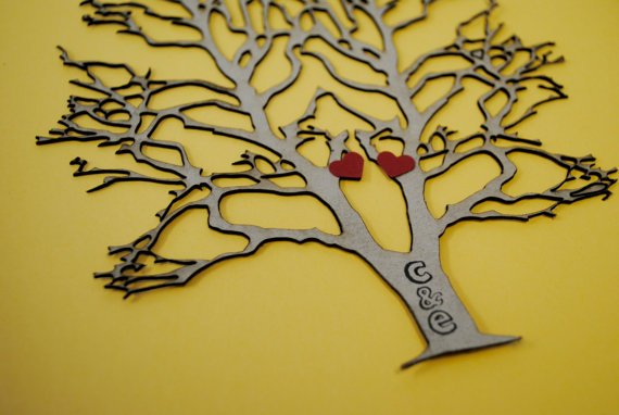 Valentines laser cut paper tree of love custom by PaperPolaroid