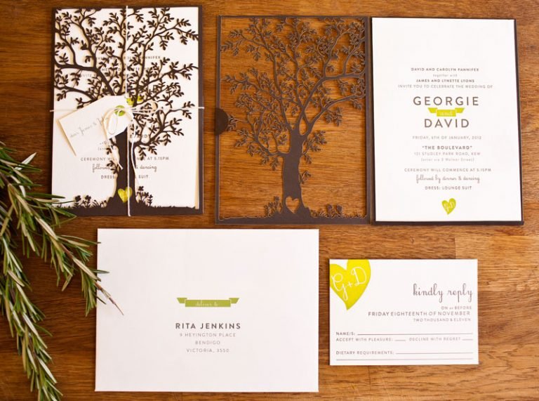 Nature-Inspired Laser Cut and Letterpress Wedding Invitations | Oh So Beautiful Paper